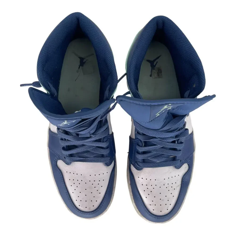 Nike Air Jordan 1 Mid Blue Mint Mystic Navy White 554724-413 Men’s Sz 10 - Picture 5 of 9